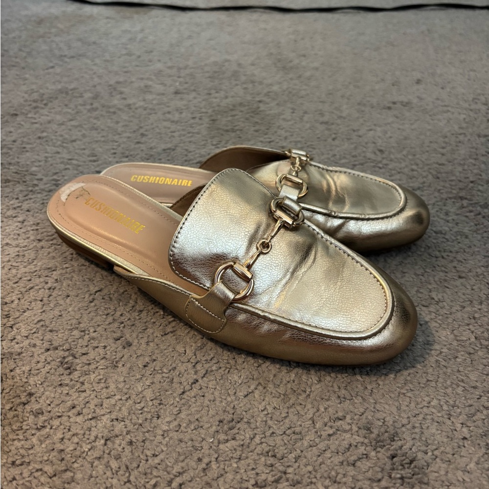 Cushionaire Metallic Gold Slip-On Horsebit Loafers